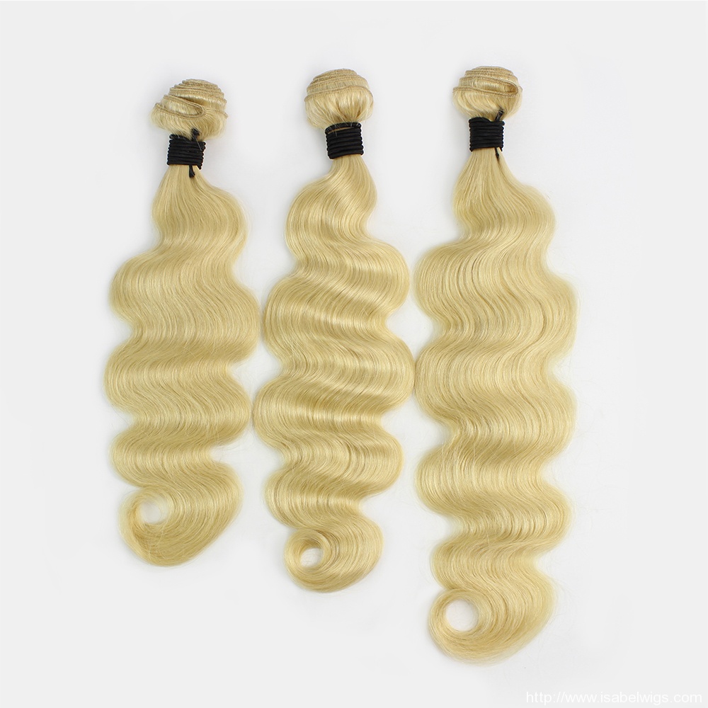 Silver Virgin Grade Blonde Color Human Hair Weft Body Wave #613 Hair Extension