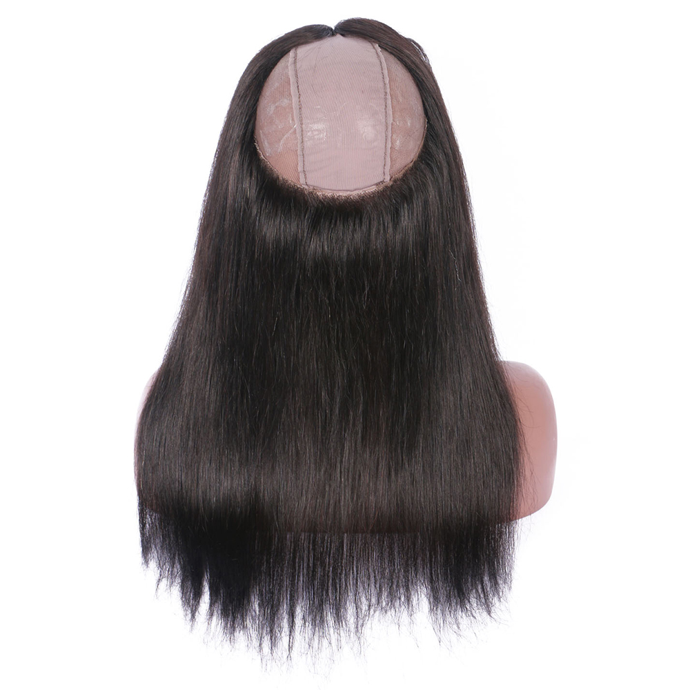 Gold Virgin Grade Brazilian Silky Straight Pre Plucked 360 Lace Frontal with Baby Hair Free Part Natural Color 100% Human Hair Closure
