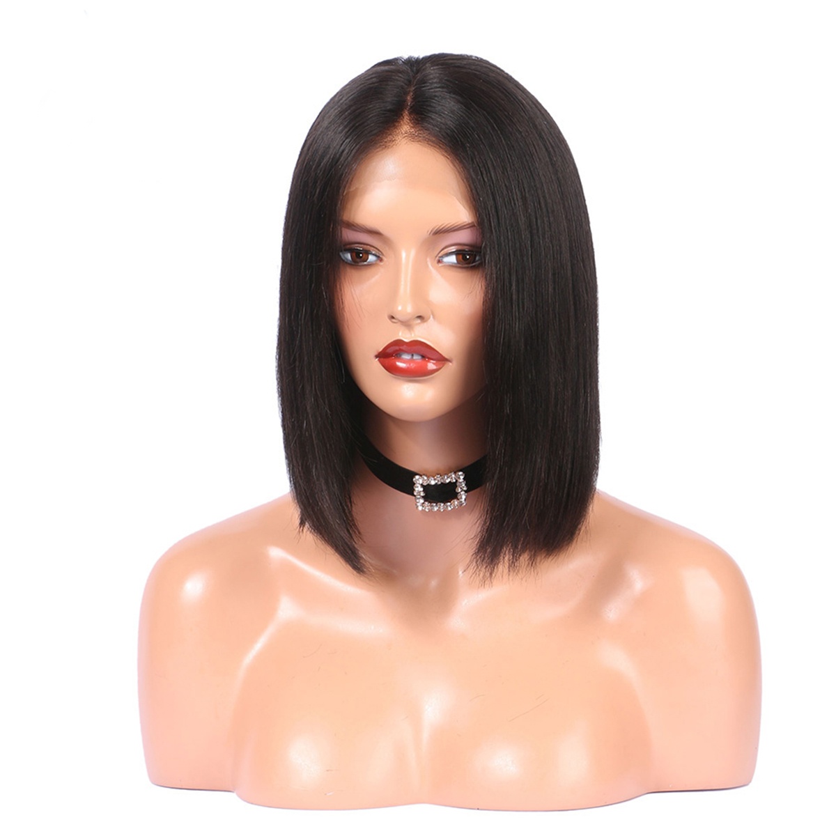 8A Human Hair Wigs For Black Women 150% Density Short Bob Lace Front Human Hair Wigs Silky Straight Lace Wig