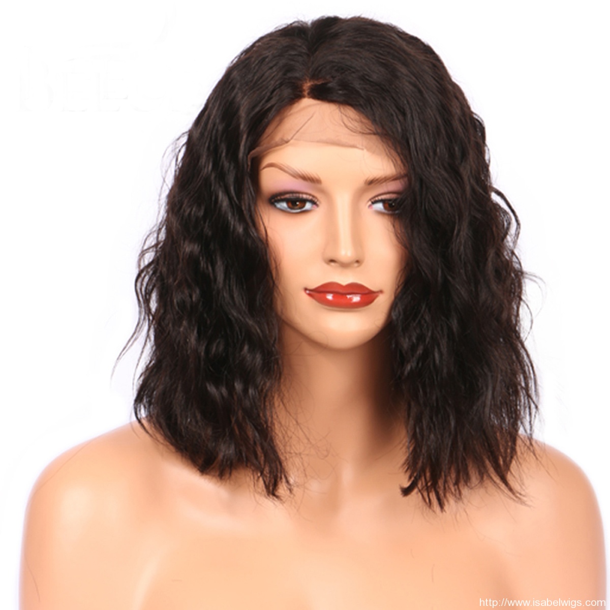 ISABEL Short Bob Full Lace Human Hair Wigs For Black Women,Wavy Short Cut Human Hair Wigs With Baby Hair