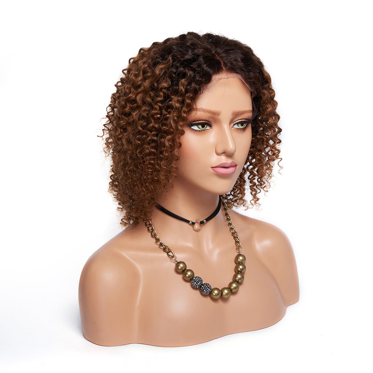 Ombre Color #4 30 Glueless Lace Front Wigs Deep Curly Virgin Human Hair Lace Front Wigs For Black Women