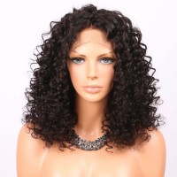 ISABEL Curly Lace Front Wigs For Black Women Natural Color Brazilian Remy Human Hair Curly Wigs 130% Density