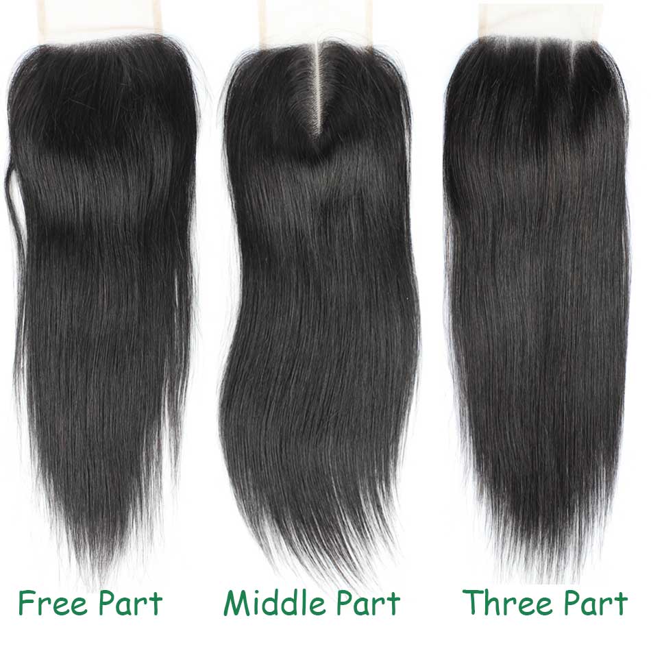 4*4 Hair Closure& Brazilian Hair Silky Straight Lace Closure& Free/Middle/Three Part Human Hair Closures