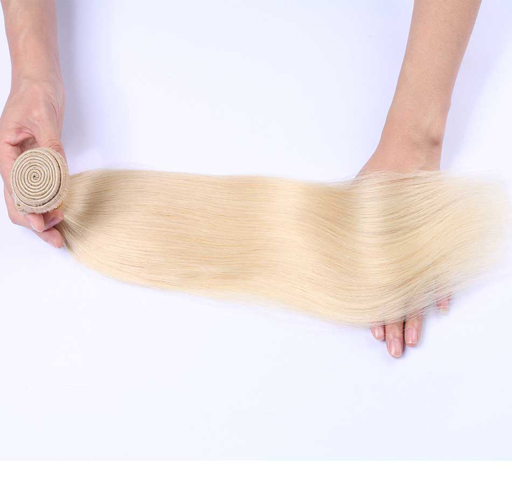 ISABEL Silk Straight Blonde Human Hair Weft,Blond #613 Hair Extensions 1 pc